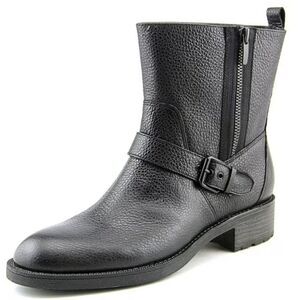 Nine West Hanzil pebbled black leather combat moto boots size 7.5